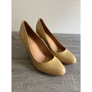 New Corso Como Nude Patent Leather Comfort Pumps Almond Toe Career Heels 9M